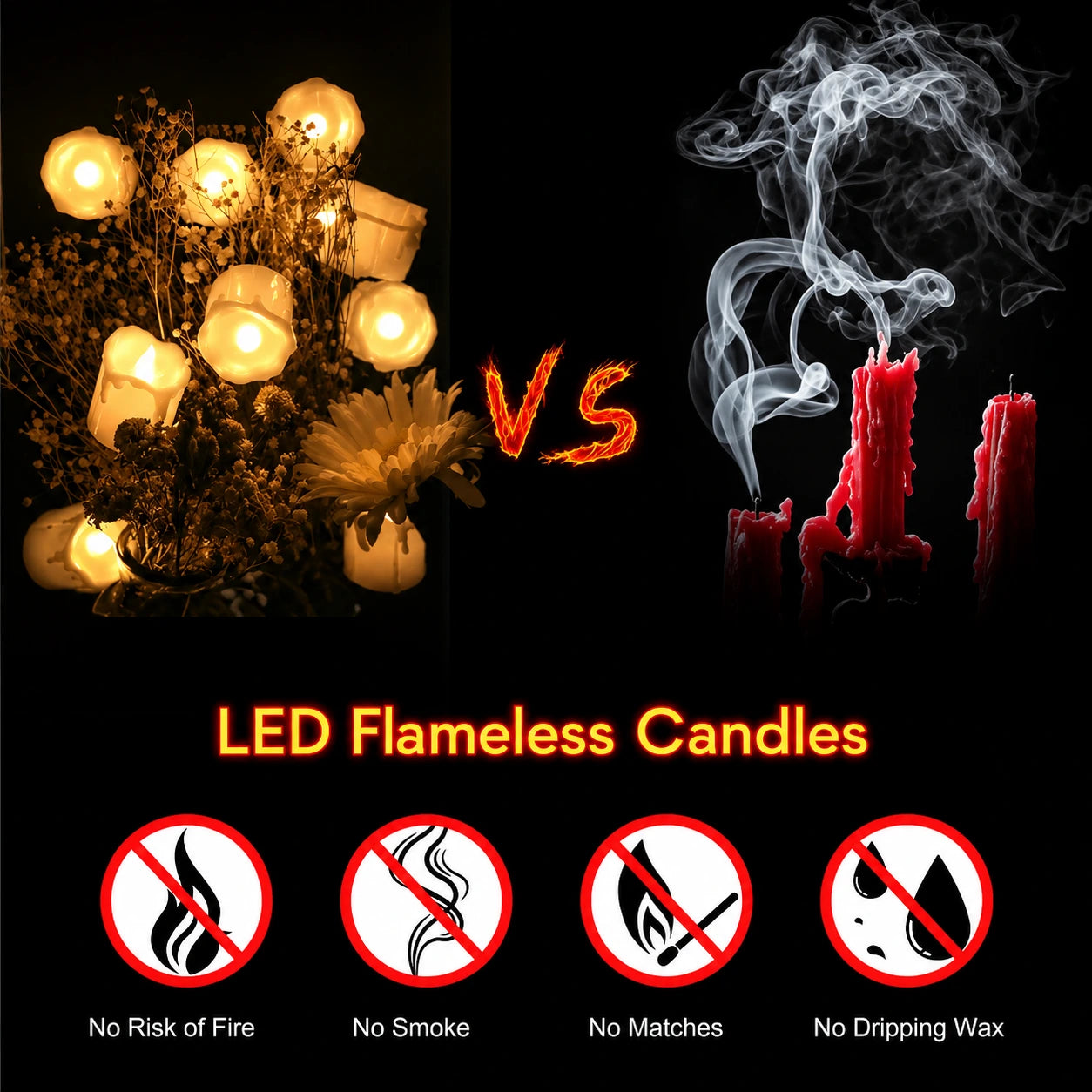 LED Flameless Candles Set – Battery Operated Flickering Candles