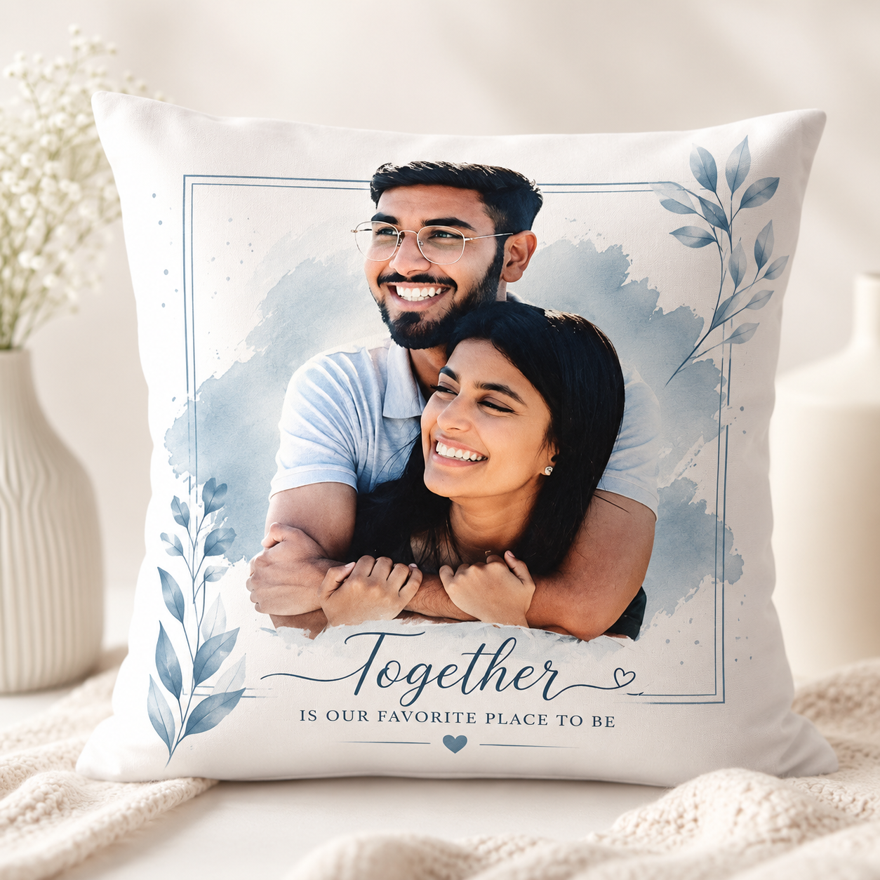 Personalized Couple Photo Cushion | Valentine's Day Gift for Couples