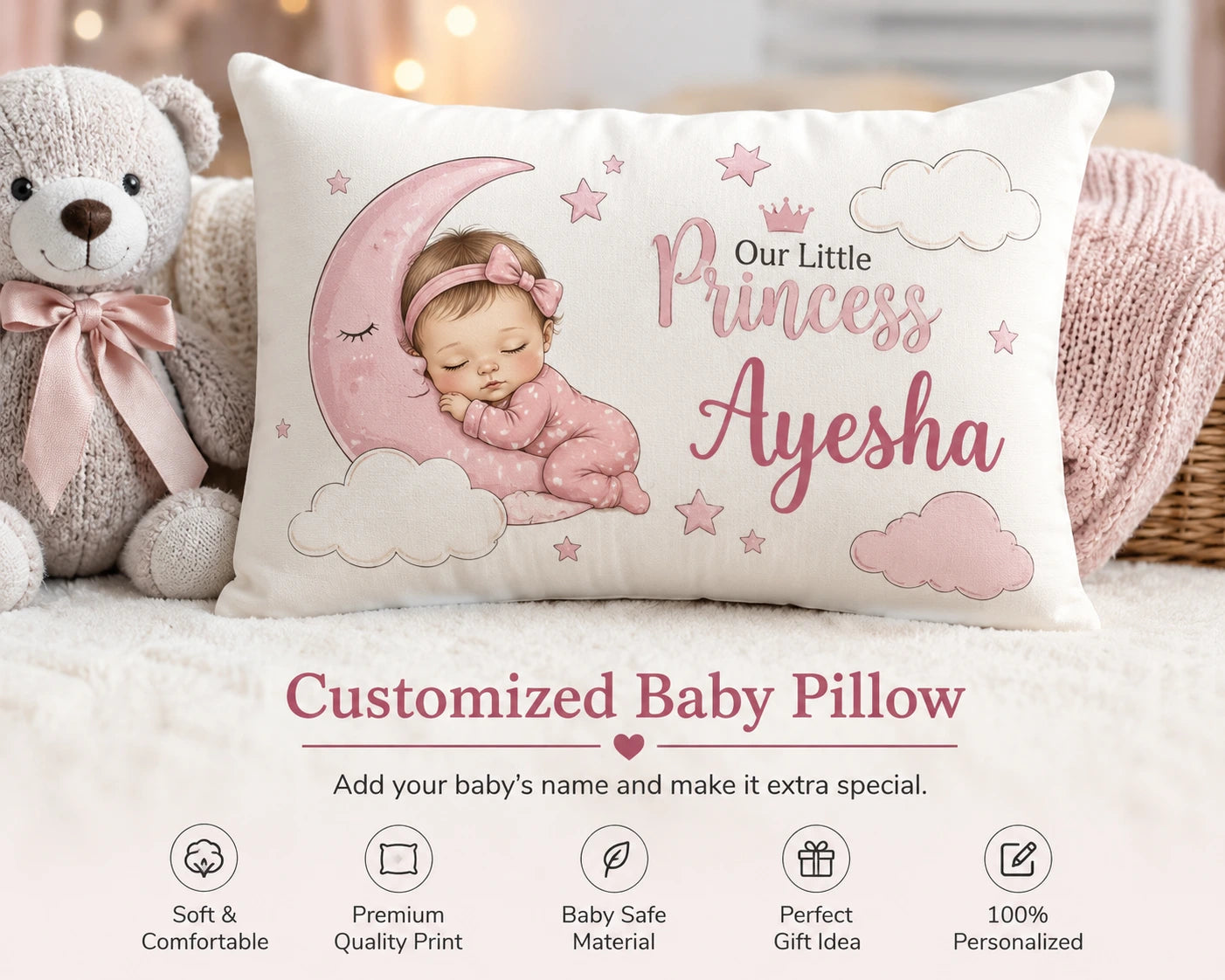 Customized Baby Photo Pillow | Personalized Baby Cushion Gift