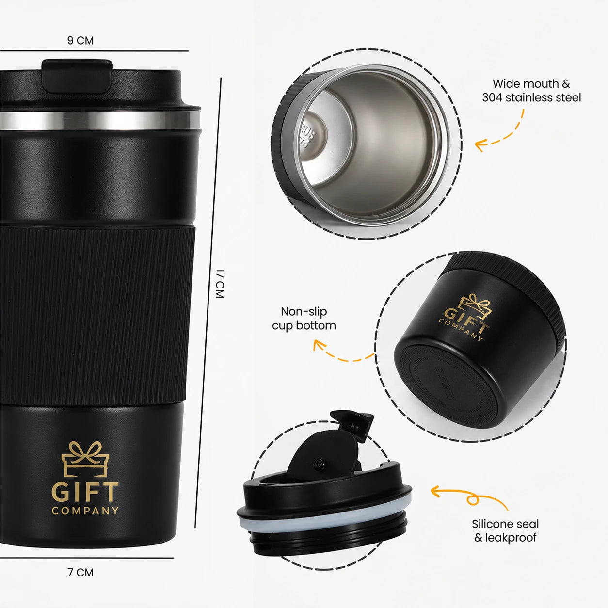 Personalized Stainless Steel Coffee Mug with Custom Name & Logo
