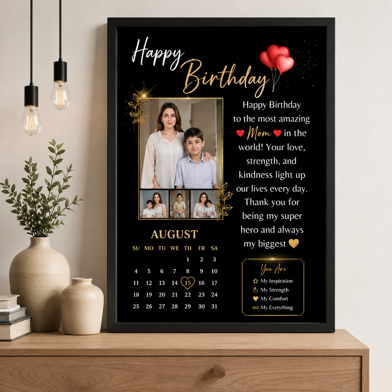 Happy Birthday Customized Picture Photo Frame Moon Shape