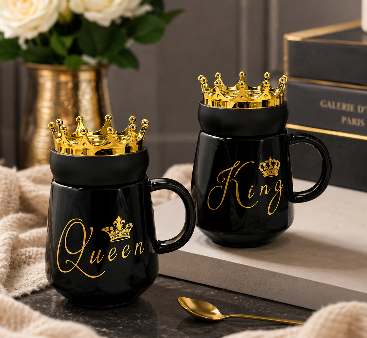King & Queen Crown Couple Mug Set