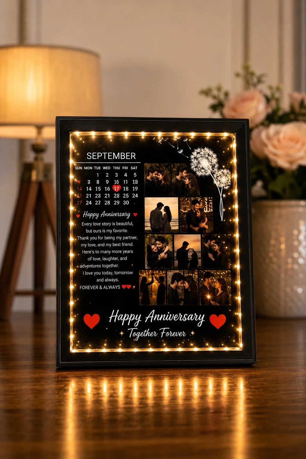 Personalized LED 3D Photo Frame with Calendar & Birthday & Anniversary Gift | Custom Gift for Her in Pakistan