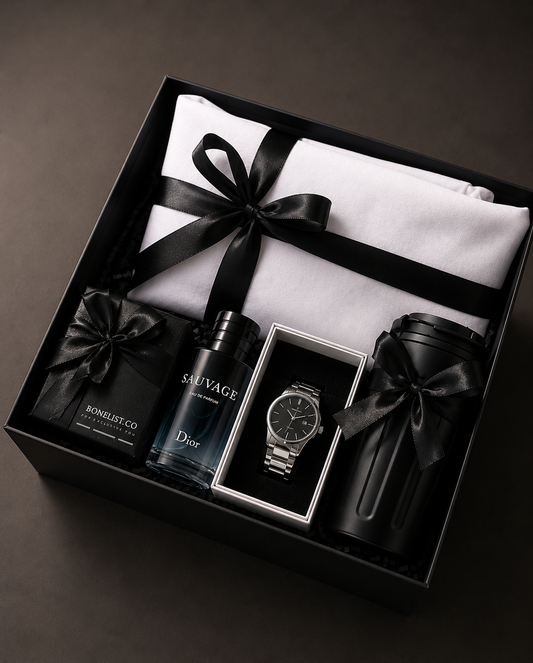 Luxury Men’s Gift Box – Premium Gift Hamper with Shirt, Watch, Perfume & Tumbler