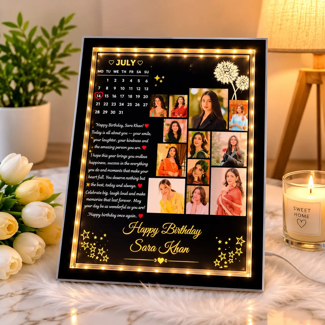 Personalized LED 3D Photo Frame with Calendar & Birthday & Anniversary Gift | Custom Gift for Her in Pakistan
