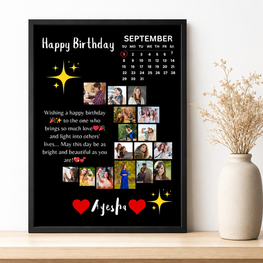 Happy Birthday Customized Picture Photo Frame Moon Shape