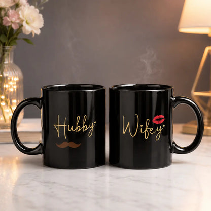 Personalized Couple Mug Set | Custom Name Coffee Mugs for Husband & Wife