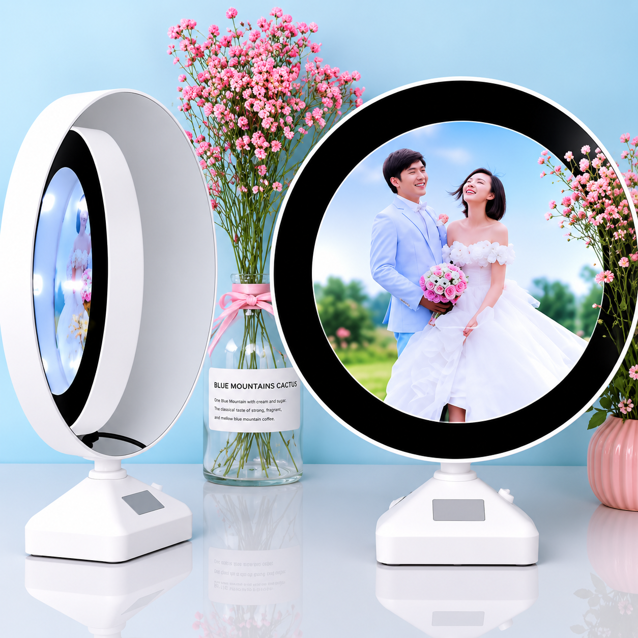 Led Magic Photo Frame & Mirror - Round Shape
