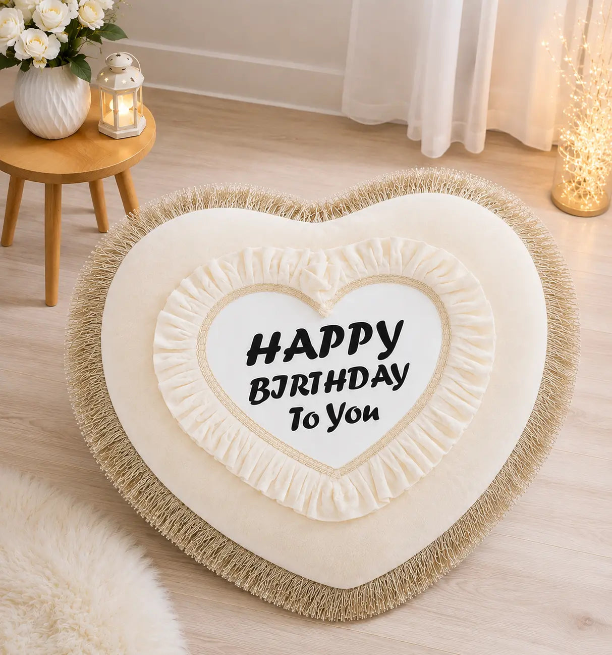 Personalized Heart Shape Birthday Cushion | Custom Birthday Gift Pillow for Him & Her