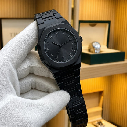 Luxury Black Arabic Numerals Watch for Men | Stylish Black Metal Wrist Watch
