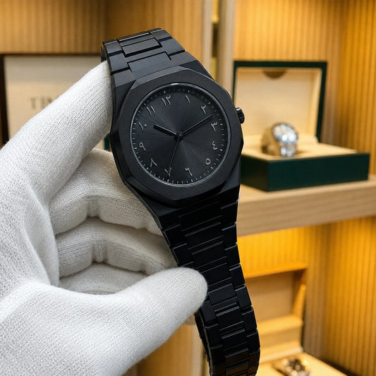 Luxury Black Arabic Numerals Watch for Men | Stylish Black Metal Wrist Watch