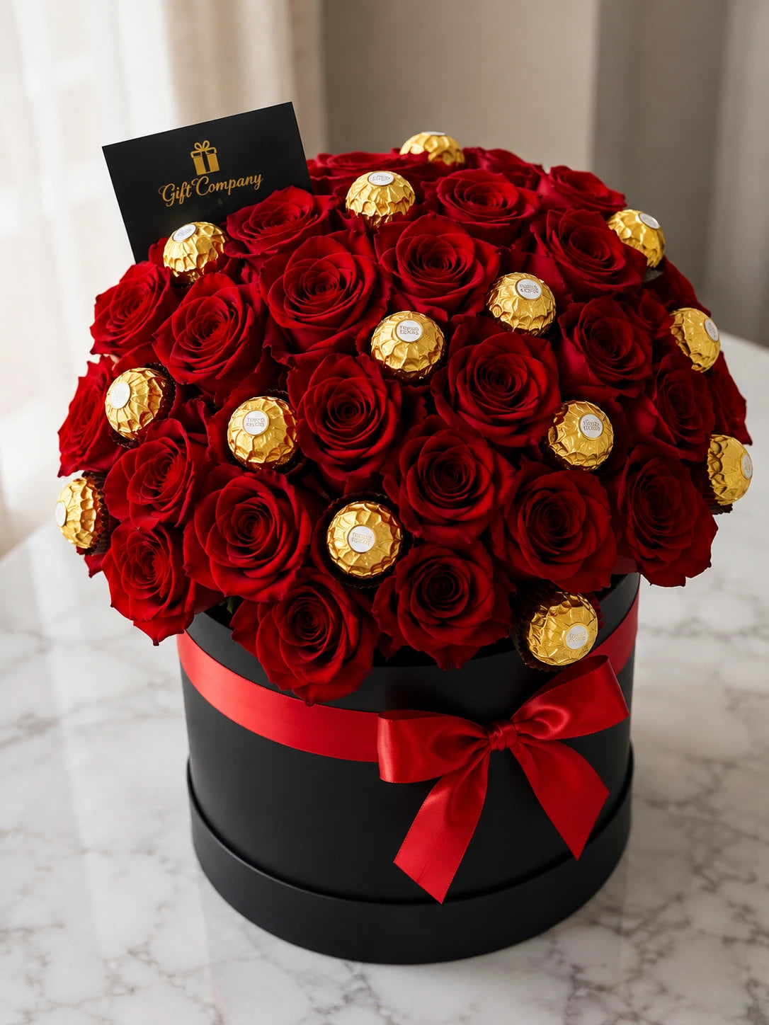 Royal Red Rose & Ferrero Rocher Chocolate Box Luxury Flower Gift for Her