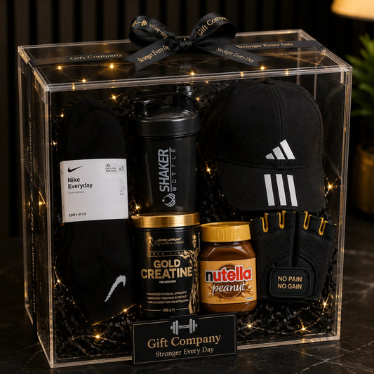 Customized Gym Gift Box for Men – Premium Fitness Gift Hamper with Creatine, Shaker & Accessories