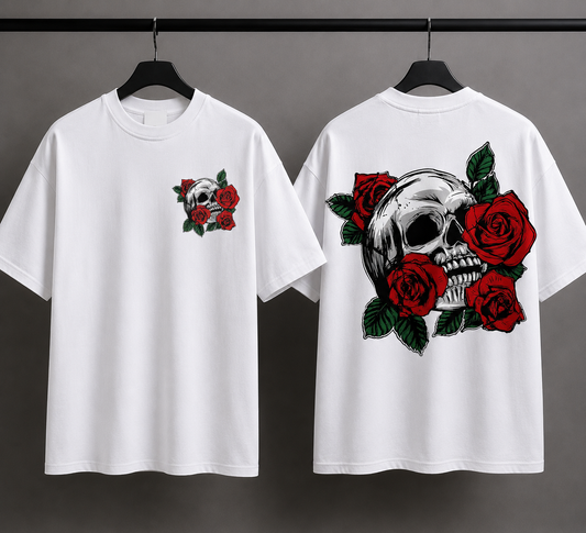 Skull Rose Oversized Drop Shoulder T-Shirt Pakistan | Giftcompany.pk