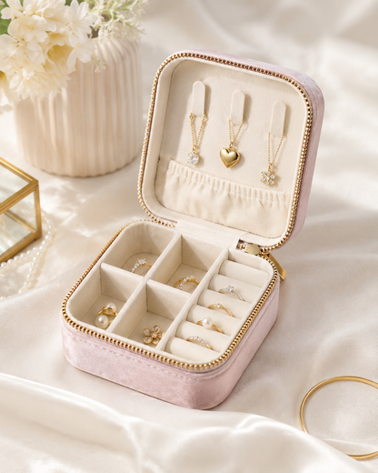 Luxury Portable Travel Jewelry Organizer Box | Compact Zipper Storage Case