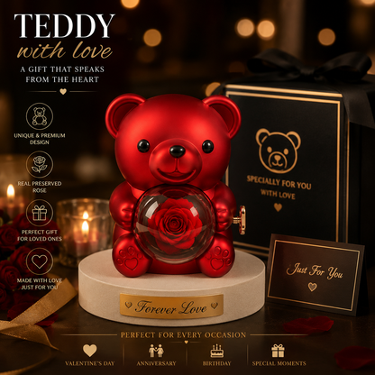 Forever Bloom Rose Teddy Bear | Luxury Romantic Gift for Her