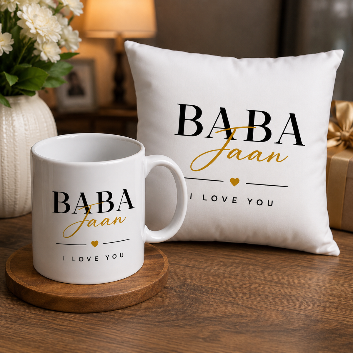 Baba Jaan Mug & Cushion Gift Set – Best Gift for Dad