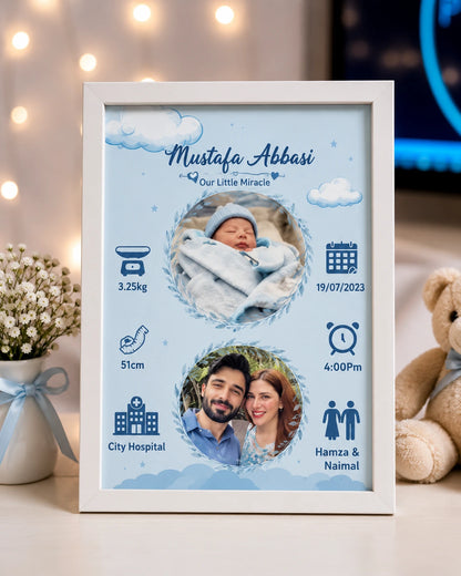 Personalized Baby Birth Details Photo Frame | Customized Newborn Memory Frame