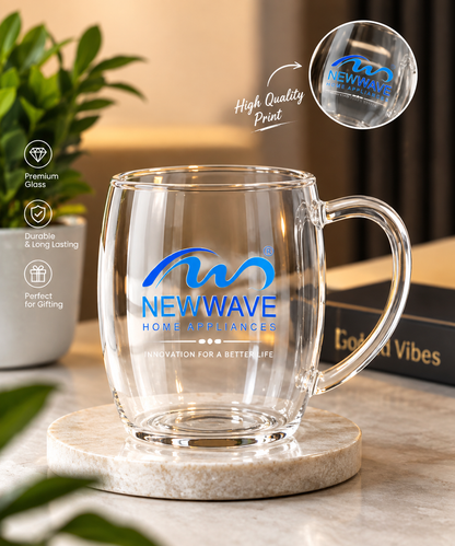 Premium Glass Coffee Mug with Custom Logo