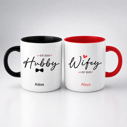 Personalized Couple Mug Set | Custom Name Coffee Mugs for Husband & Wife