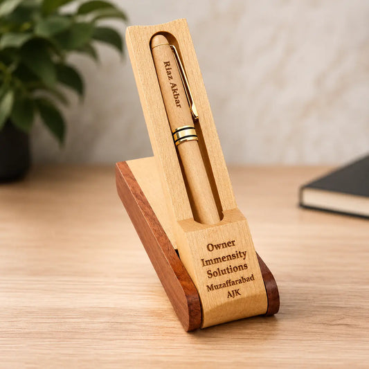 Premium Personalized Wooden Pen with Stand