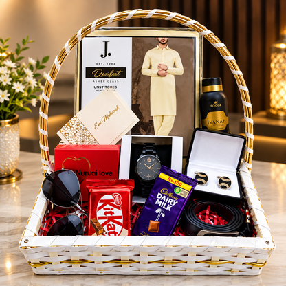 Eid Gift Basket for Him - Luxury Eid Mubarak Gift Hamper for Men