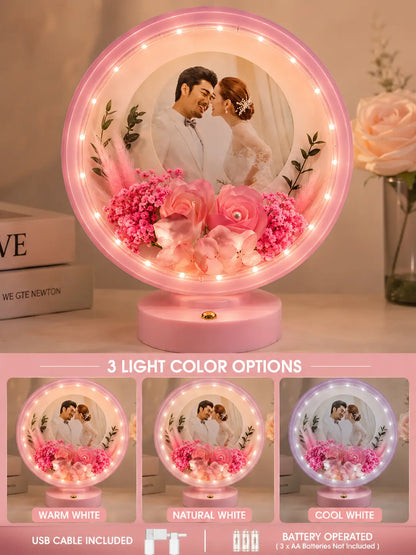 Customized Round Shape Photo Lamp | Personalized LED Photo Frame & Night Light