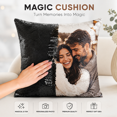 Personalized Magic Sequin Cushion - Custom Photo Reveal Pillow