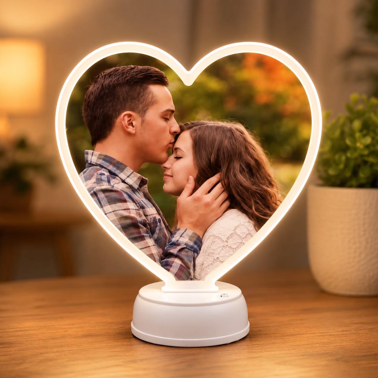 Led Magic Photo Frame & Mirror - Heart Shape