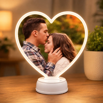 Led Magic Photo Frame & Mirror - Heart Shape