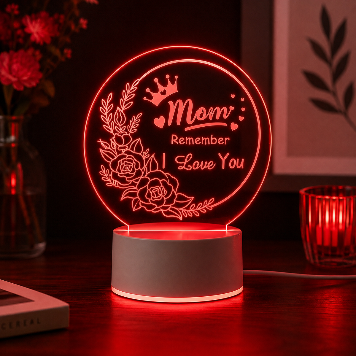 Personalized LED Acrylic Lamp for Mom