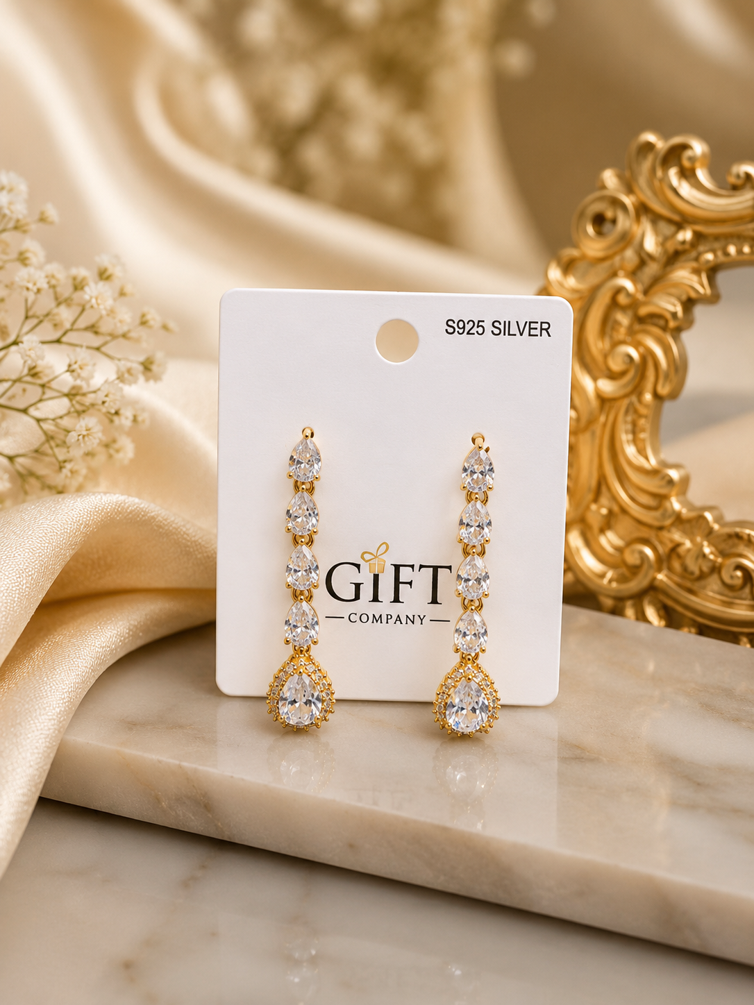 Elegant Silver Gold Plated Crystal Drop Earrings for Women