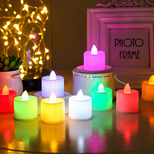 RGB LED Flameless Tea Light Candles Set – Battery Operated Color Changing Decorative Candles for Wedding, Romantic Dinner & Home Decor