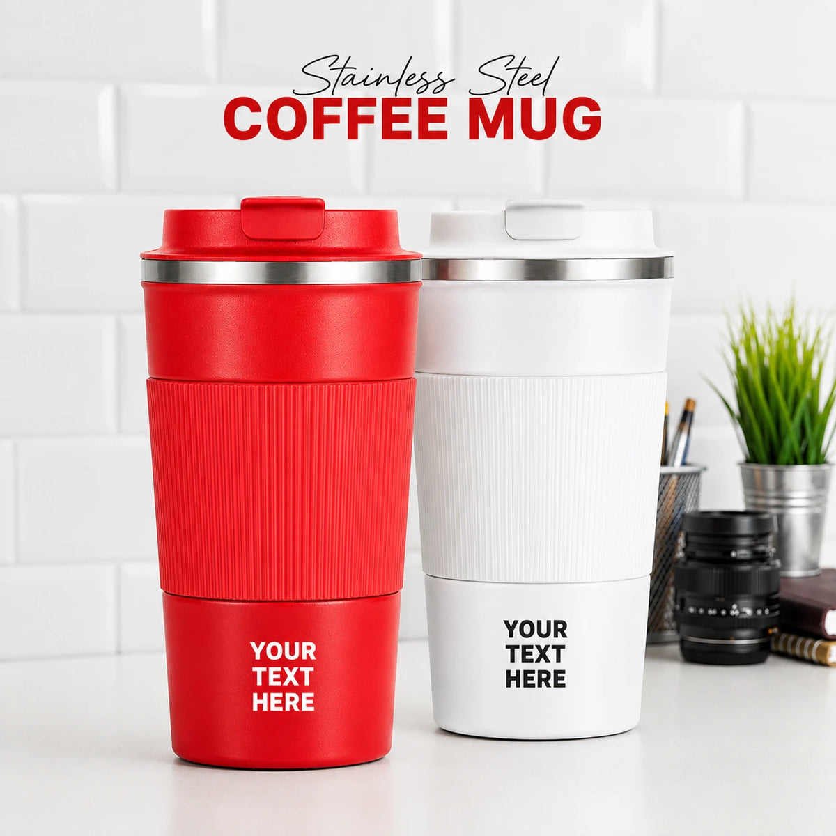 Personalized Stainless Steel Coffee Mug with Custom Name & Logo