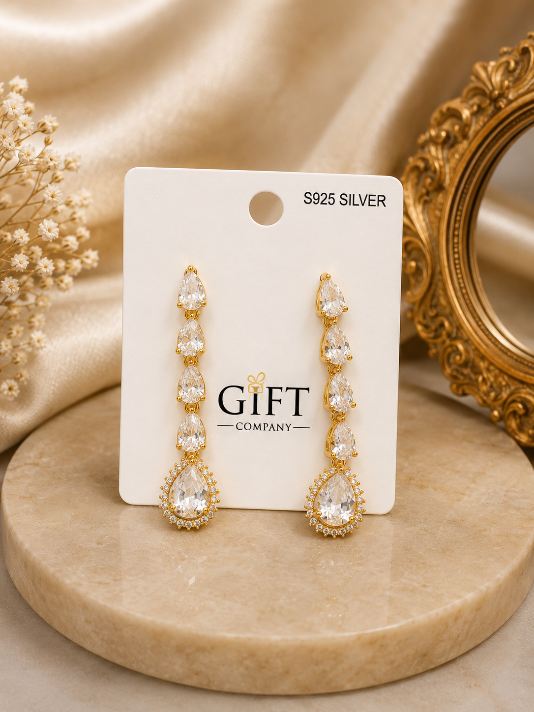 Elegant Silver Gold Plated Crystal Drop Earrings for Women