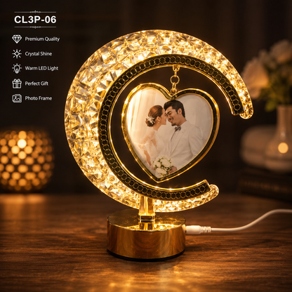 LED Crystal Moon Photo Frame & Lamp