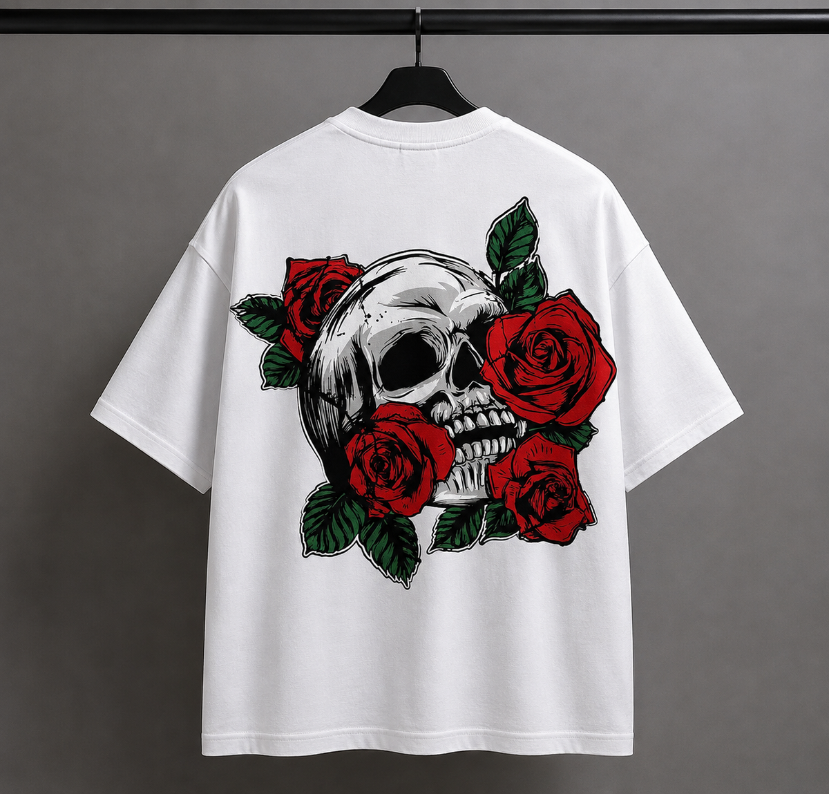 Skull Rose Oversized Drop Shoulder T-Shirt Pakistan | Giftcompany.pk