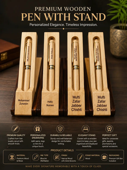 Premium Personalized Wooden Pen with Stand