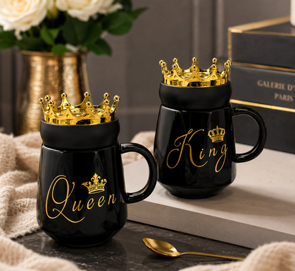 King & Queen Crown Couple Mug Set