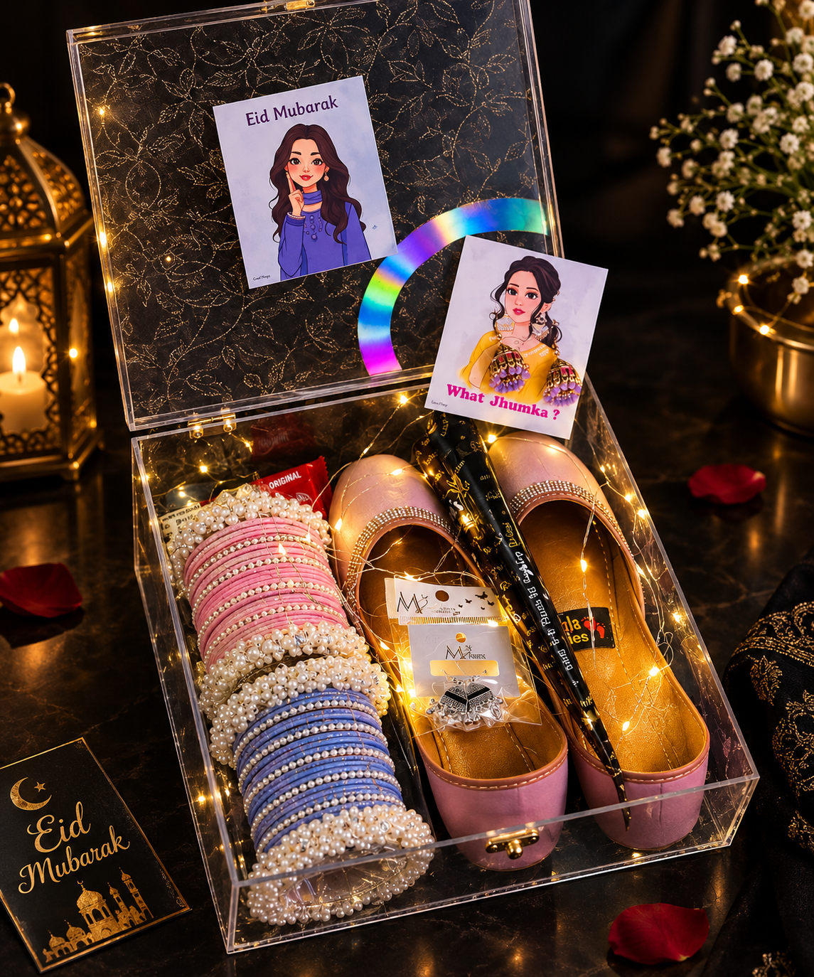 Eid Gift Hamper for Women – Bangles, Khussa & Jewelry Gift Box