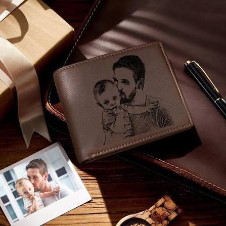 Personalized Engraved Couple Leather Wallet – Custom Photo Wallet for Him